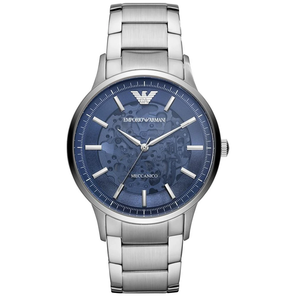 商品Emporio Armani|Men's Automatic Silver-Tone Stainless Steel Bracelet Watch 43mm,价格¥3545,第1张图片