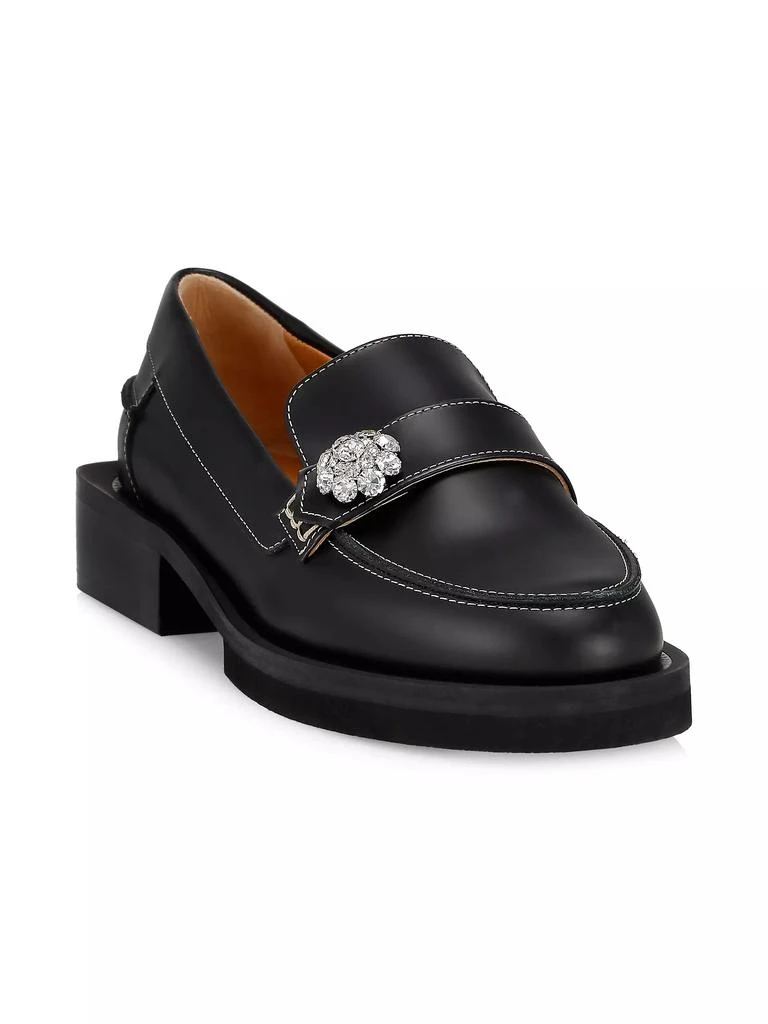 商品Ganni|Leather Jewel Loafers,价格¥1595,第2张图片详细描述