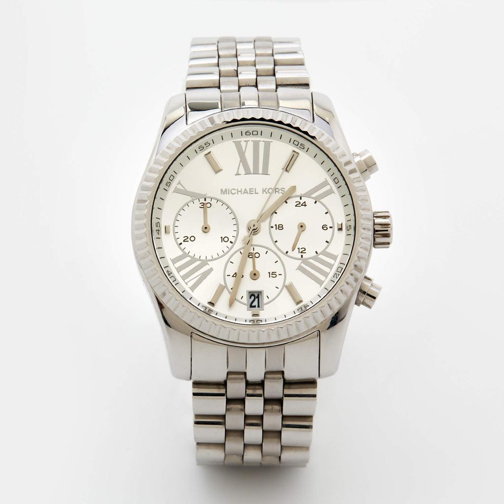 商品[二手商品] Michael Kors|Michael Kors Silver Stainless Steel Lexington MK5555 Women's Wristwatch 38 mm,价格¥1658,第1张图片