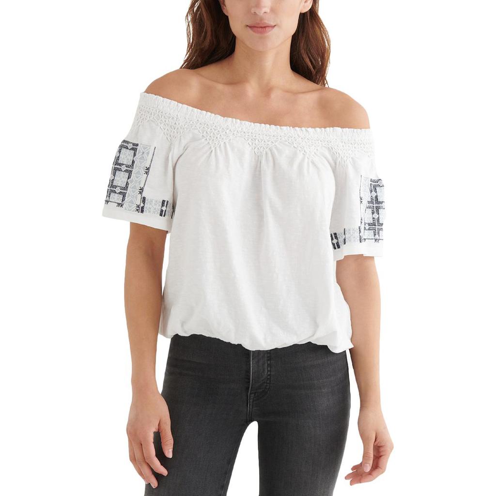 Lucky Brand]Lucky Brand Womens Cotton Embroidered Top 100% 棉