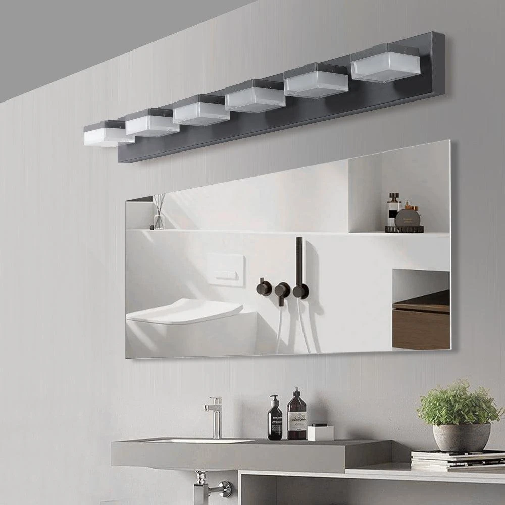 商品Simplie Fun|Modern 6-Light Black LED Vanity Mirror Light Fixture For Bathrooms And Makeup Tables,价格¥1436,第4张图片详细描述