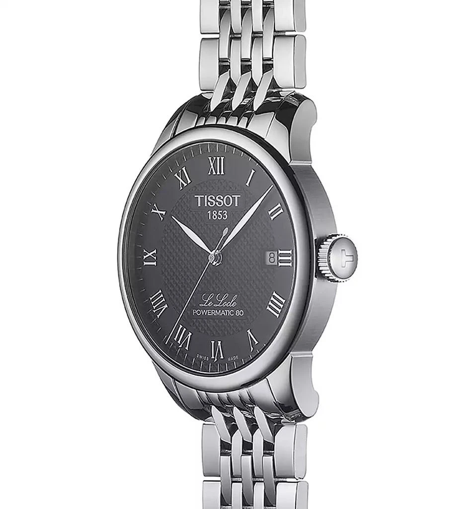 商品Tissot|Men's Swiss T-Classic Le Locle Powermatic 80 Gray Stainless Steel Bracelet Watch 39.3mm,价格¥5045,第4张图片详细描述