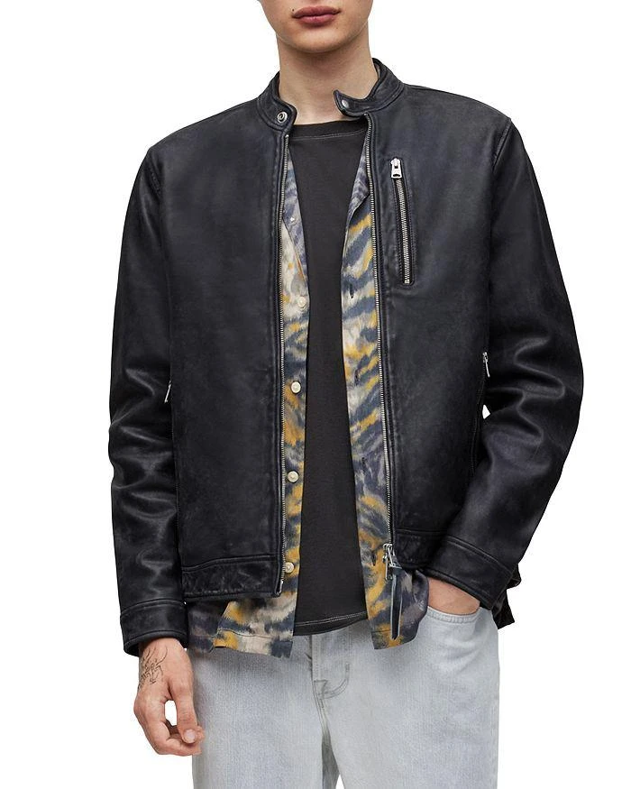 商品ALL SAINTS|Woods Snap Tab Leather Jacket,价格¥3451,第1张图片