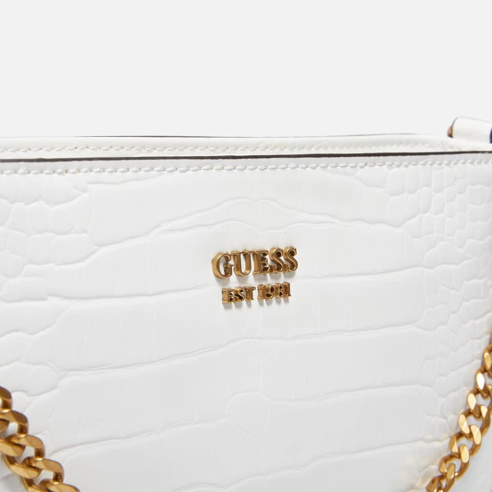 商品GUESS|Guess Women's Katey Croc Mini Top Zip Shoulder Bag - White,价格¥694,第4张图片详细描述