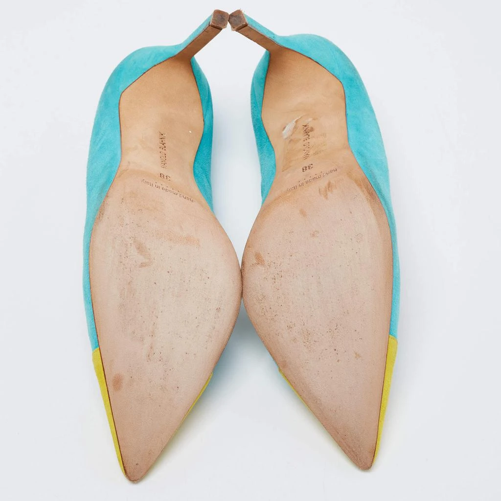 Manolo Blahnik Blue/Green Suede  Bipunta Pointed Toe Pumps Size 38 商品