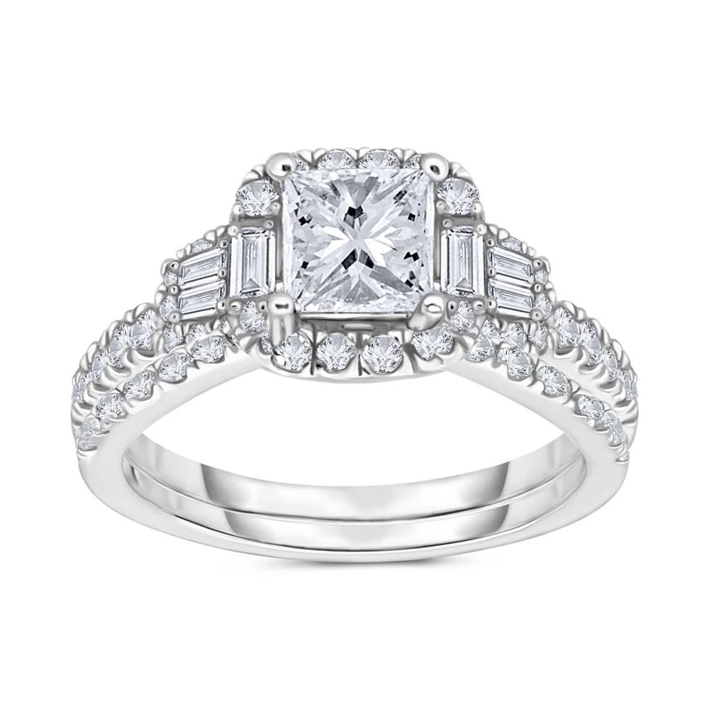 商品Macy's|Diamond Princess Bridal Set (1-1/4 ct. t.w.) in 14k White Gold,价格¥44100,第1张图片