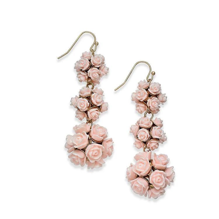 商品INC International|I.N.C. Gold-Tone Rose Bouquet Triple Drop Earrings, Created for Macy's,价格¥153,第1张图片