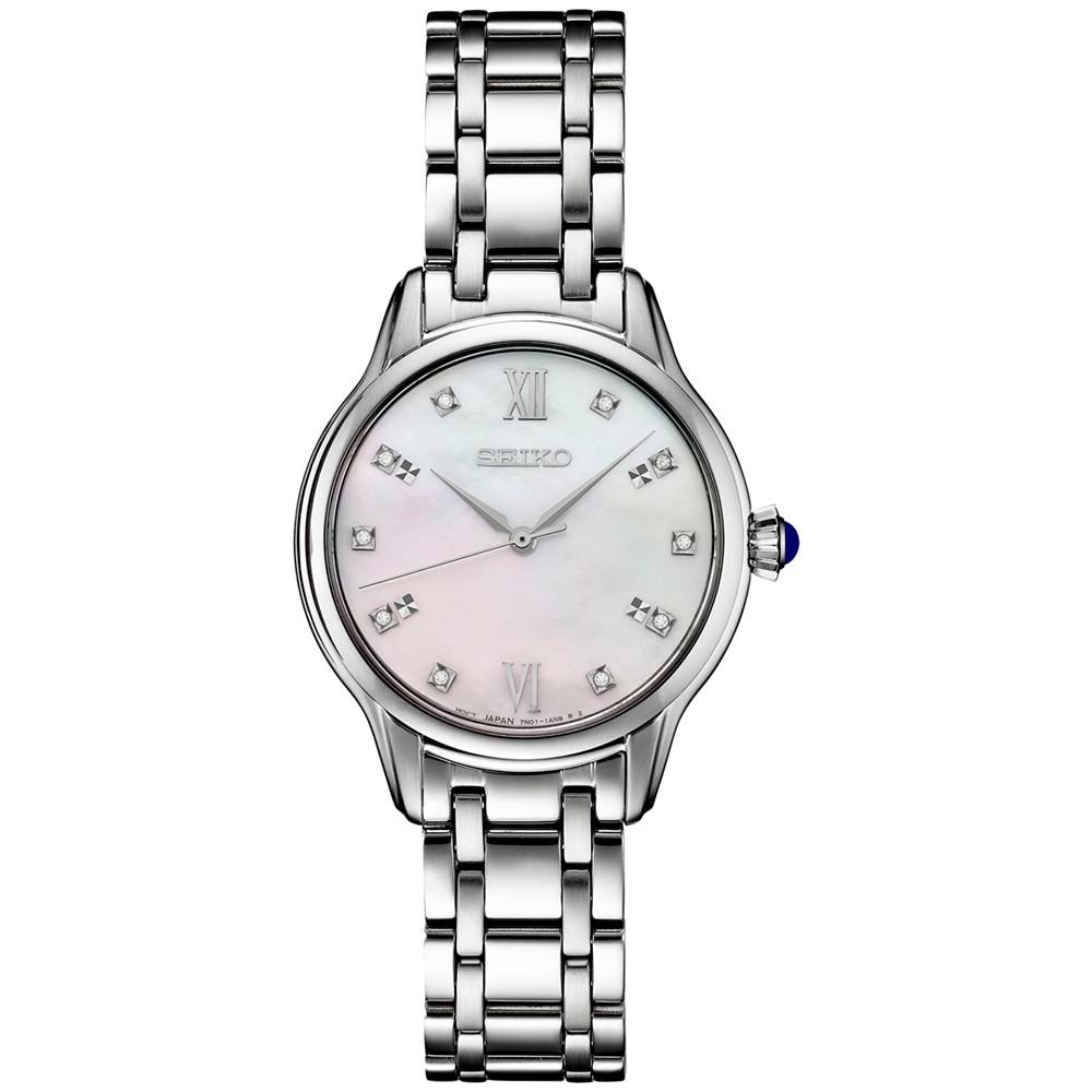 Women's Diamond (1/10 ct. t.w.) Stainless Steel Bracelet Watch 30mm商品第1张图片规格展示