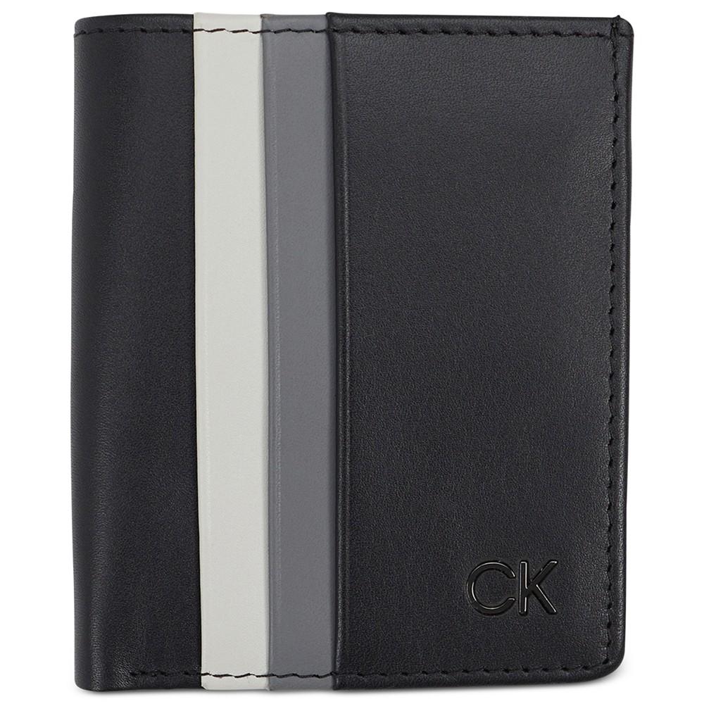 Men's Leather Colorblocked RFID Duofold Wallet商品第1张图片规格展示