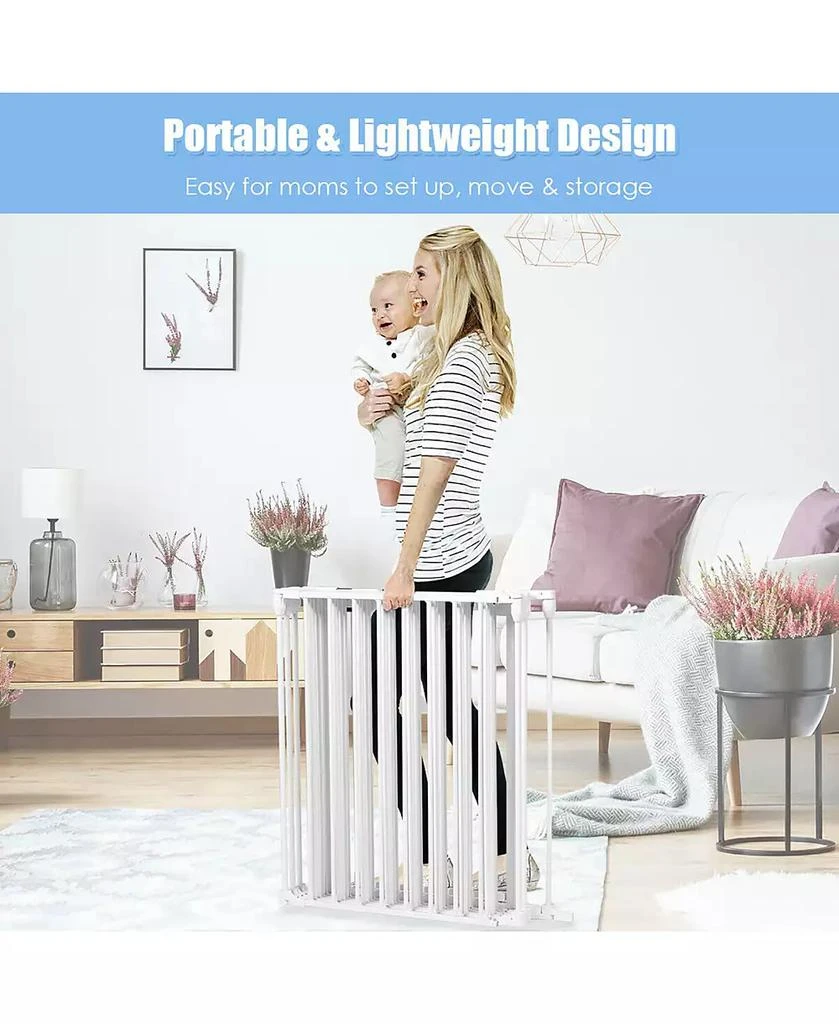 Baby 6 Panel Safe Metal Gate Play Yard Barrier Pet Fence Adjustable 商品