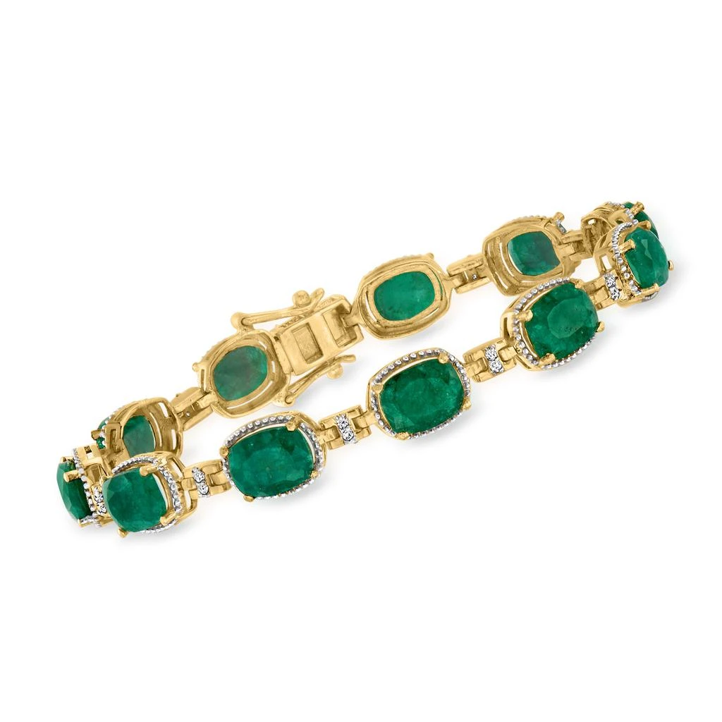 商品Ross-Simons|Emerald and . Diamond Bracelet in 18kt Gold Over Sterling,价格¥2188,第1张图片