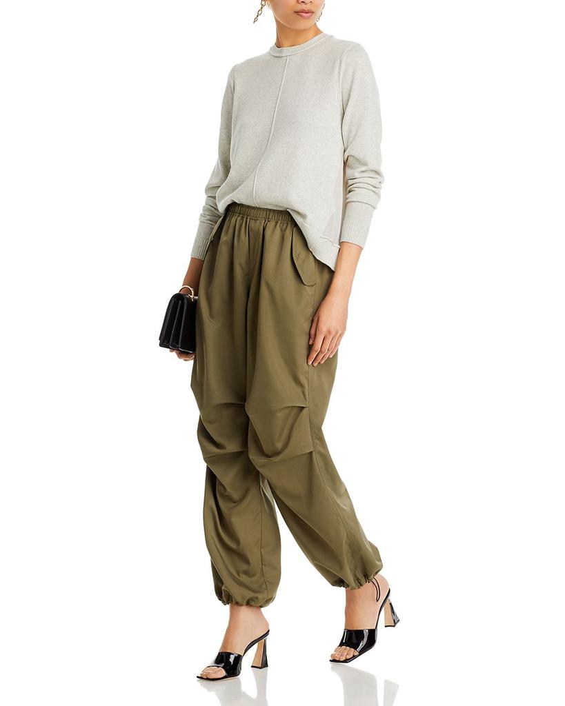 Chiffon Panel Crewneck Sweater商品第2张图片规格展示