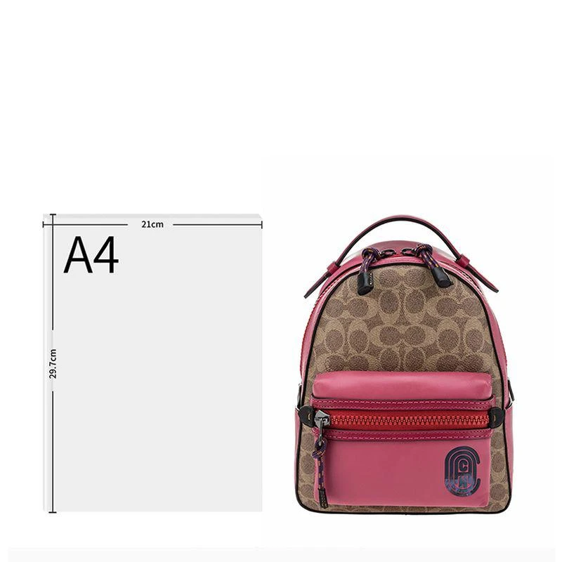商品Coach|香港直邮COACH蔻驰专柜款女士拼色印花涂层帆布配皮双肩��背包,价格¥3872,第9张图片详细描述