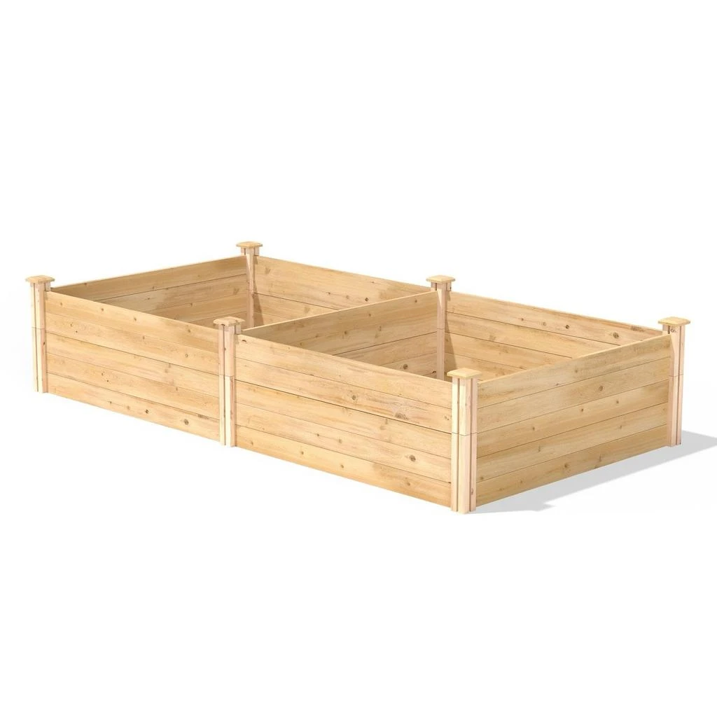 商品QuikFurn|17-inch High Pine Wood Raised Garden Bed 4 ft x 8 ft - Made in USA,价格¥3962,第2张图片详细描述