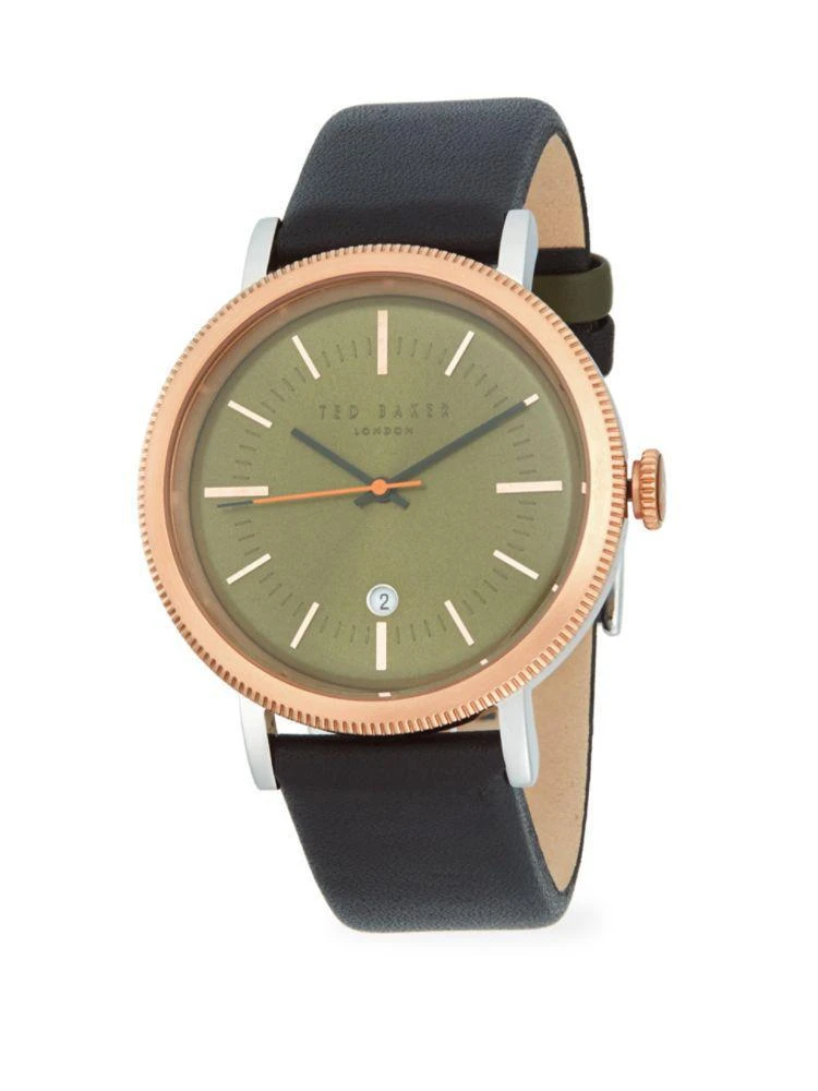 商品Ted Baker London|Connor Stainless Steel Leather Strap Watch,价格¥474,第1张图片