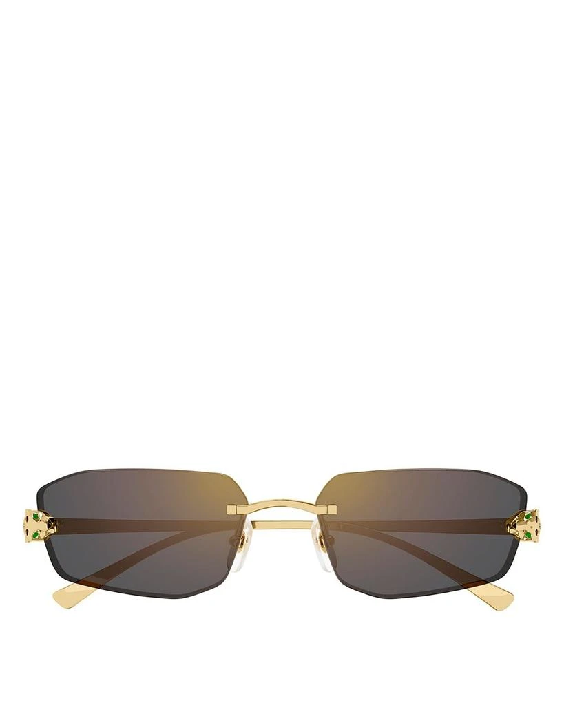 Panthere Classic 24 Carat Gold Plated Rimless Geometrical Sunglasses, 56mm 商品
