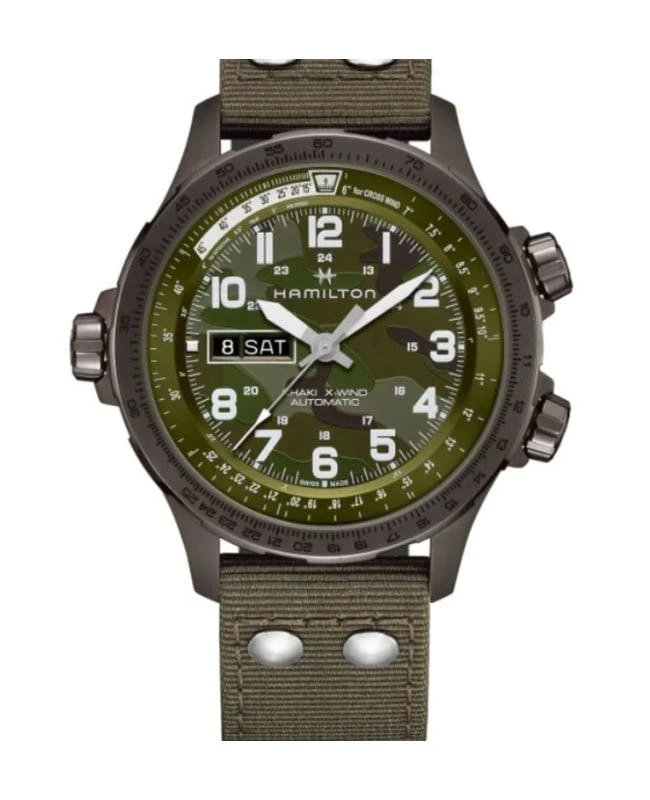 商品Hamilton|Hamilton Khaki Navy Green Dial Textile Strap Men's Watch H77775960,价格¥7507,第1张图片