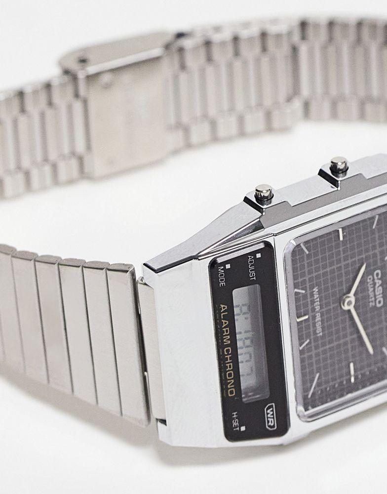 商品Casio|Casio vintage style watch with grid face in black Exclusive at ASOS,价格¥396,第4张图片详细描述