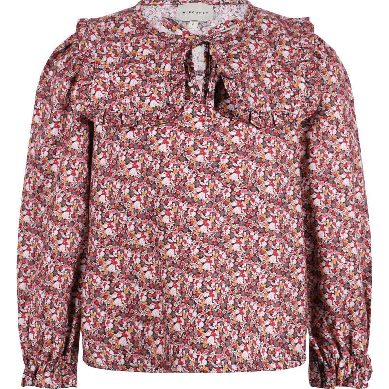 商品MIPOUNET|Floral print popelin blouse with collar and skirt in burgundy,价格¥2436,第2张图片详细描述