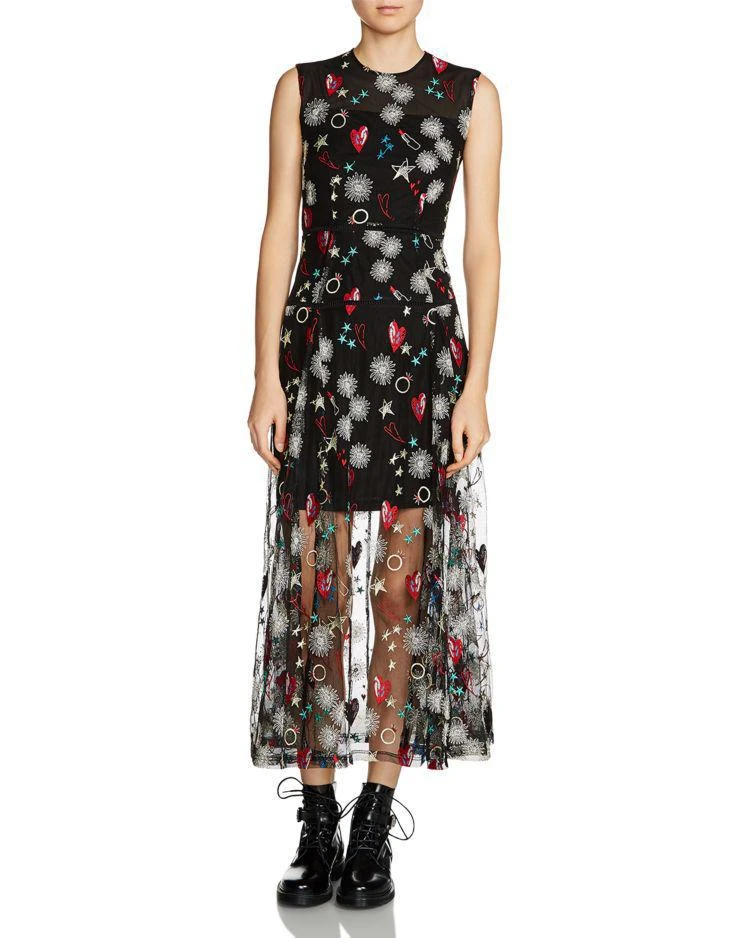 商品Maje|Rosia Hearts & Floral-Print Midi Dress,价格¥2110,第1张图片