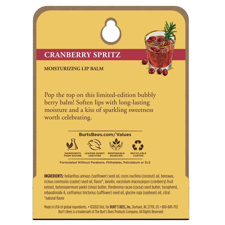 商品Burt's Bees|100% Natural Origin Moisturizing Lip Balm Cranberry Spritz,价格¥34,第2张图片详细描述