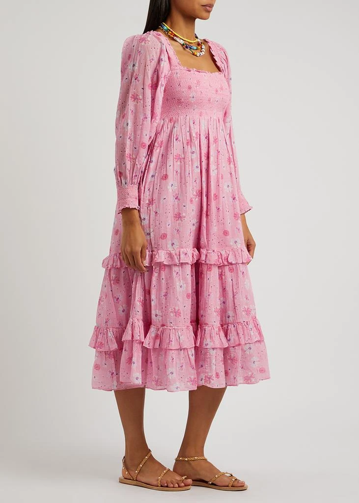 商品LOVESHACKFANCY|Miri pink floral-print cotton midi dress,价格¥2059,第2张图片详细描述