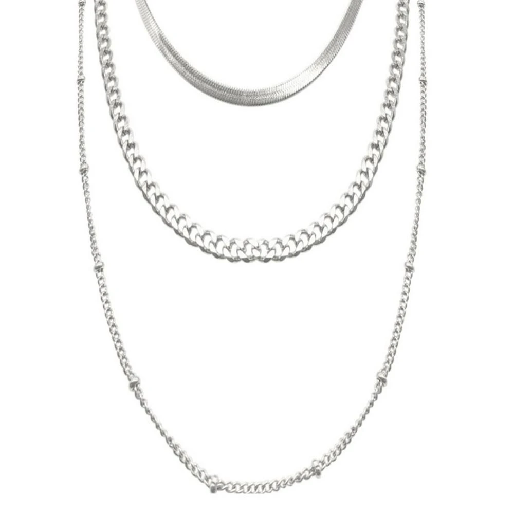 商品ADORNIA|18-21" Adjustable Plated Triple Layered Chain Necklace,价格¥239,第1张图片