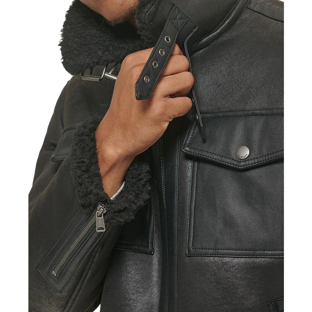 商品Tommy Hilfiger|Men's Faux Leather Shortie Rancher Jacket with Fleece Accents,价格¥1543,第4张图片详细描述
