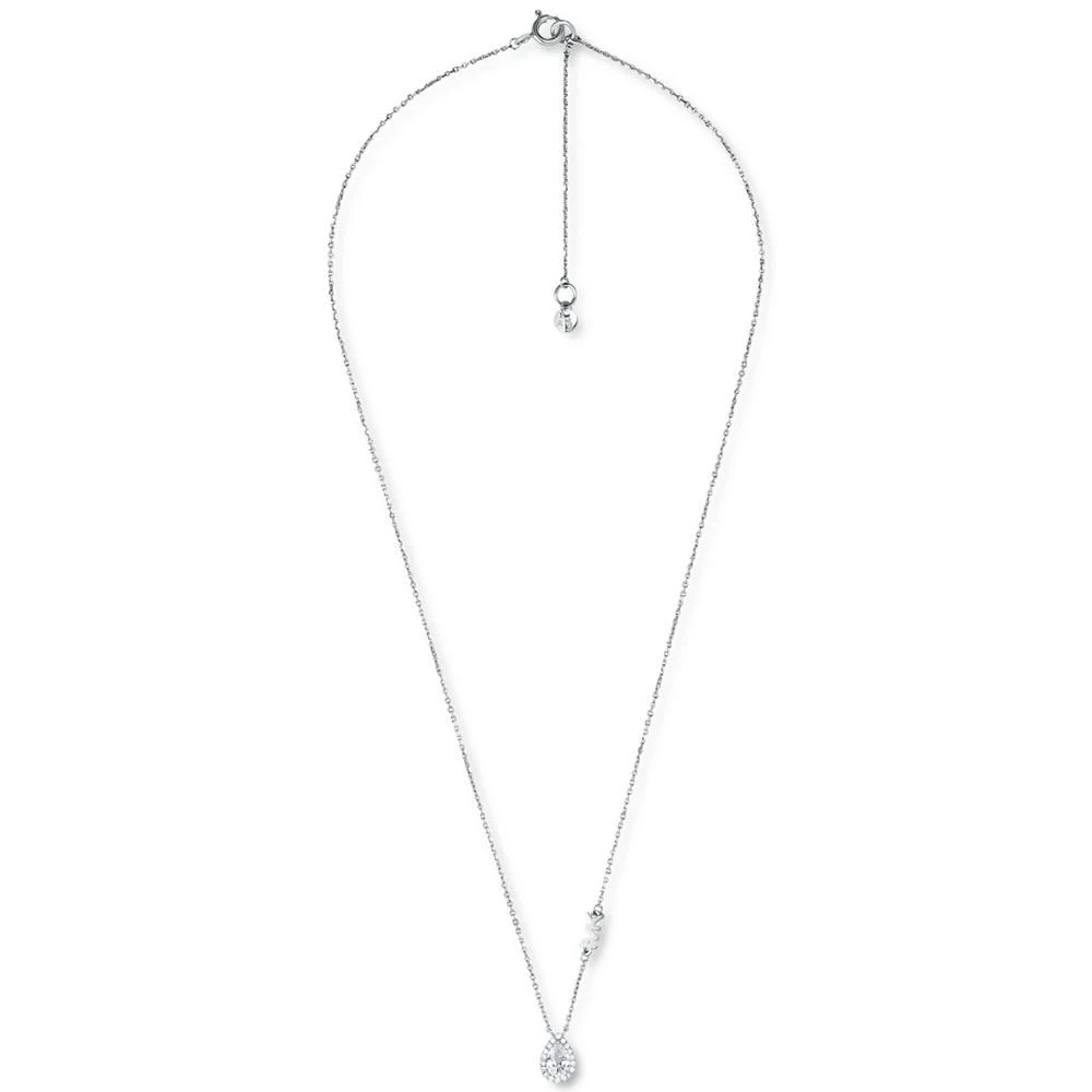 商品Michael Kors|Sterling Silver Cubic Zirconia Pear-Shape Halo Pendant Necklace, 16" + 2" extender,价格¥942,第1张图片