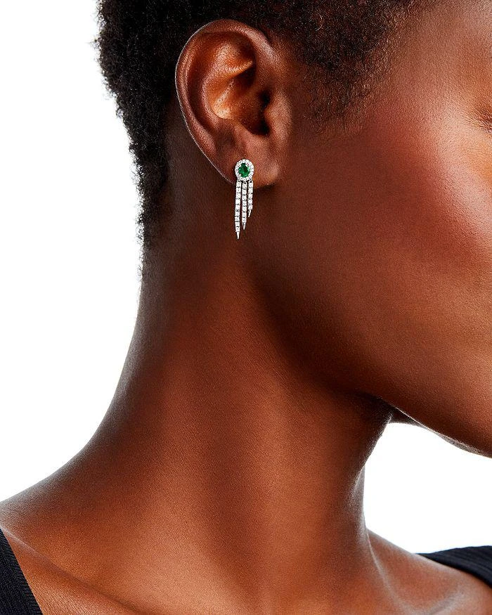 商品Bloomingdale's|Emerald & Diamond Drop Earrings in 14K White Gold - Exclusive,价格¥31393,第2张图片详细描述