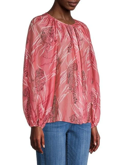 商品Kobi Halperin|Leon Tiger-Print Cotton-Silk Blouse,价格¥1199,第4张图片详细描述