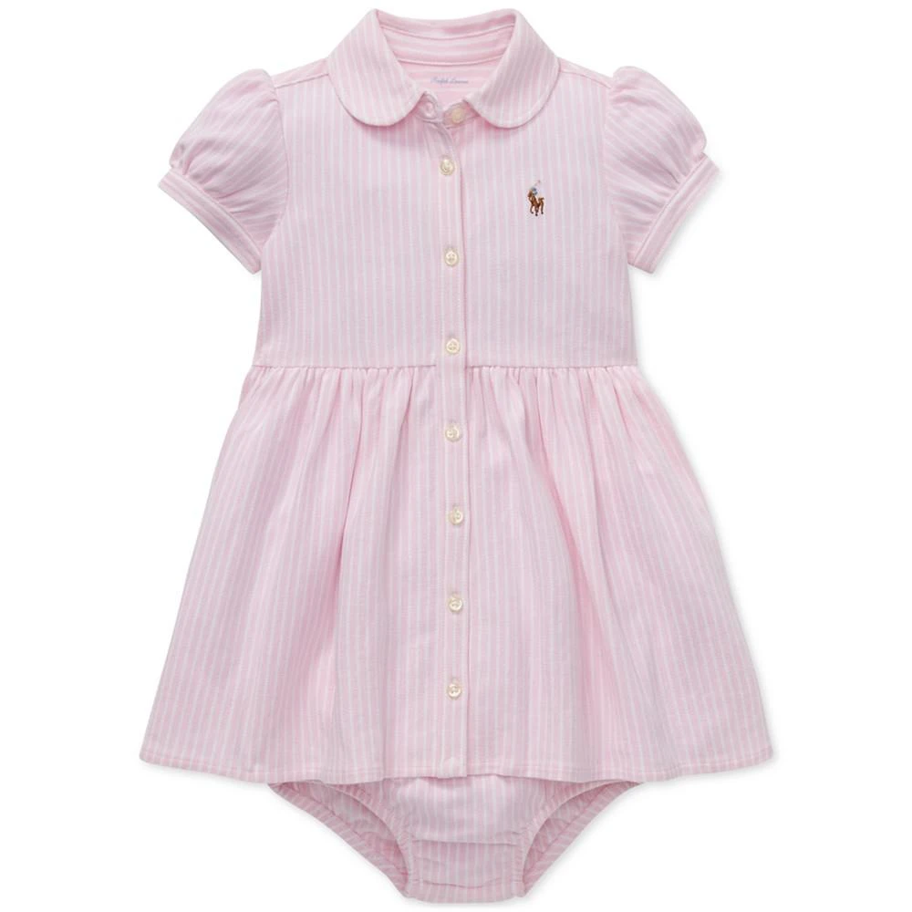商品Ralph Lauren|Baby Girls Striped Knit Oxford Dress,价格¥371,第1张图片