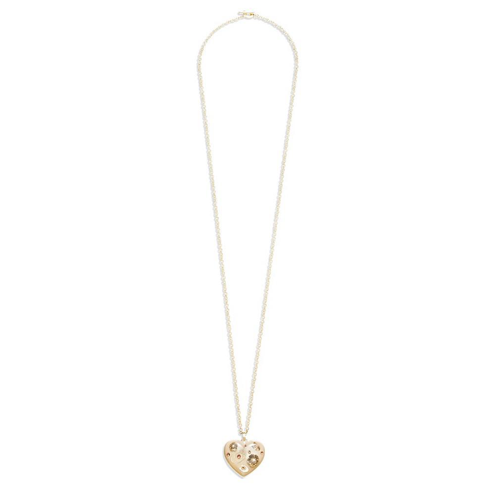 商品Coach|Faux Stone Signature Resin Heart Pendant Necklace,价格¥895,第4张图片详细描述