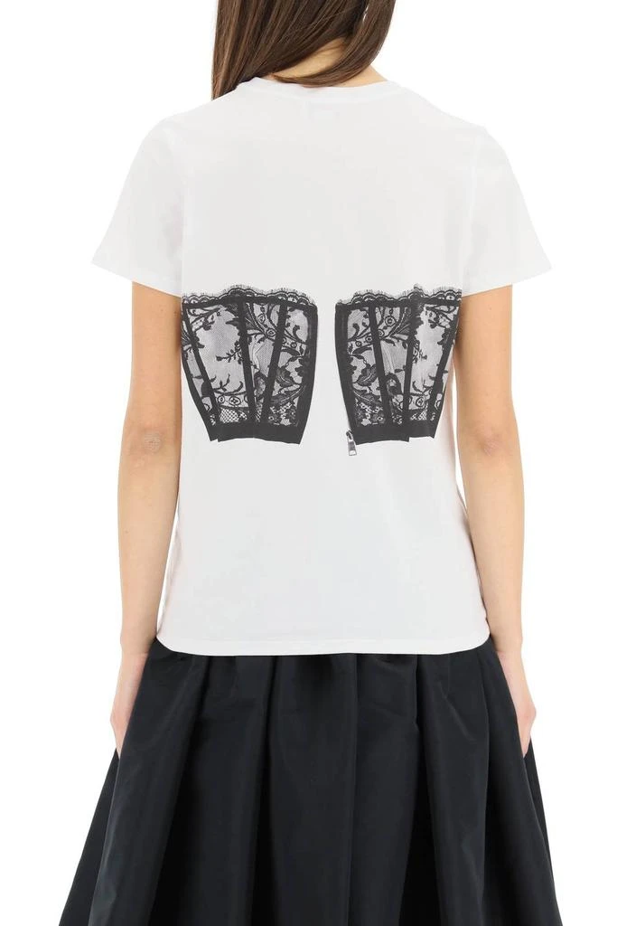 商品Alexander McQueen|Alexander McQueen Lace Corset Printed T-Shirt,价格¥2191,第4张图片详细描述