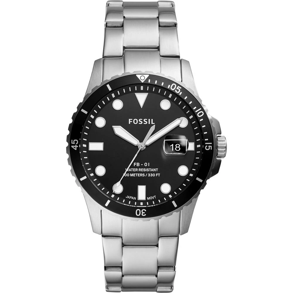 商品Fossil|Men's Blue Diver Stainless Steel Bracelet Watch 42mm,价格¥972,第1张图片