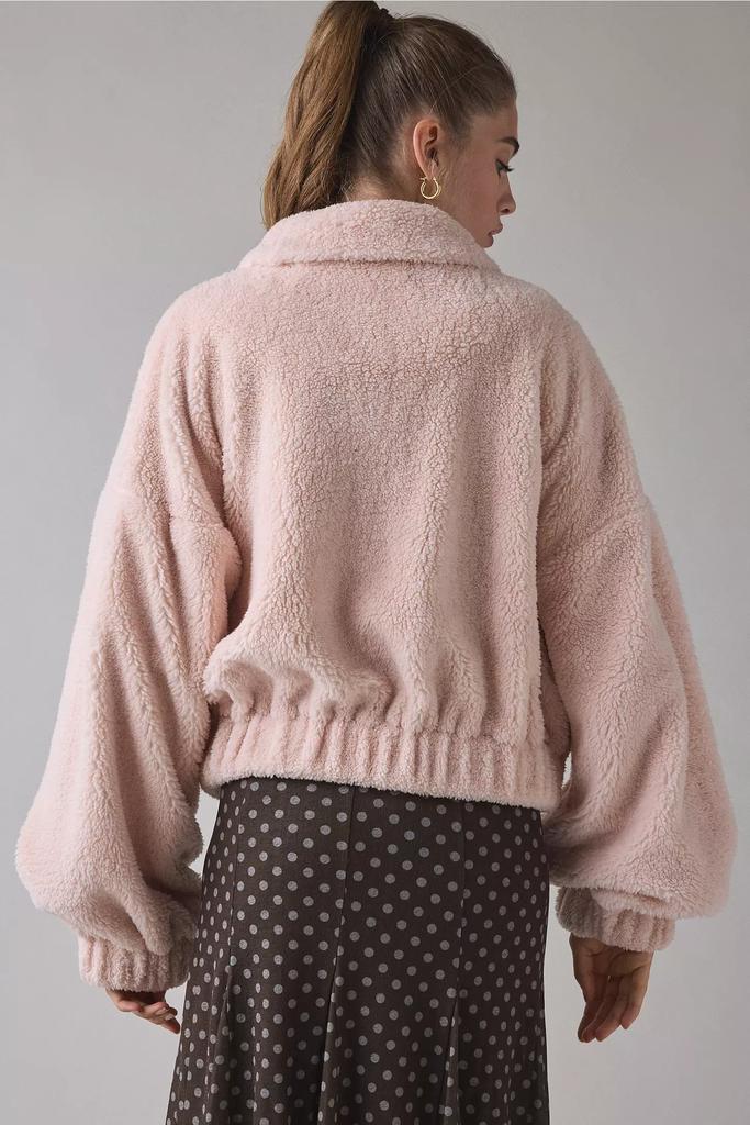 Shop Kimchi Blue Snow Bunny Printed Piled Fleece Zip-Up Jacket on