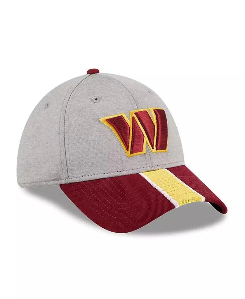 商品New Era|Men's Heather Gray, Burgundy Washington Commanders Striped 39THIRTY Flex Hat,价格¥254,第3张图片详细描述