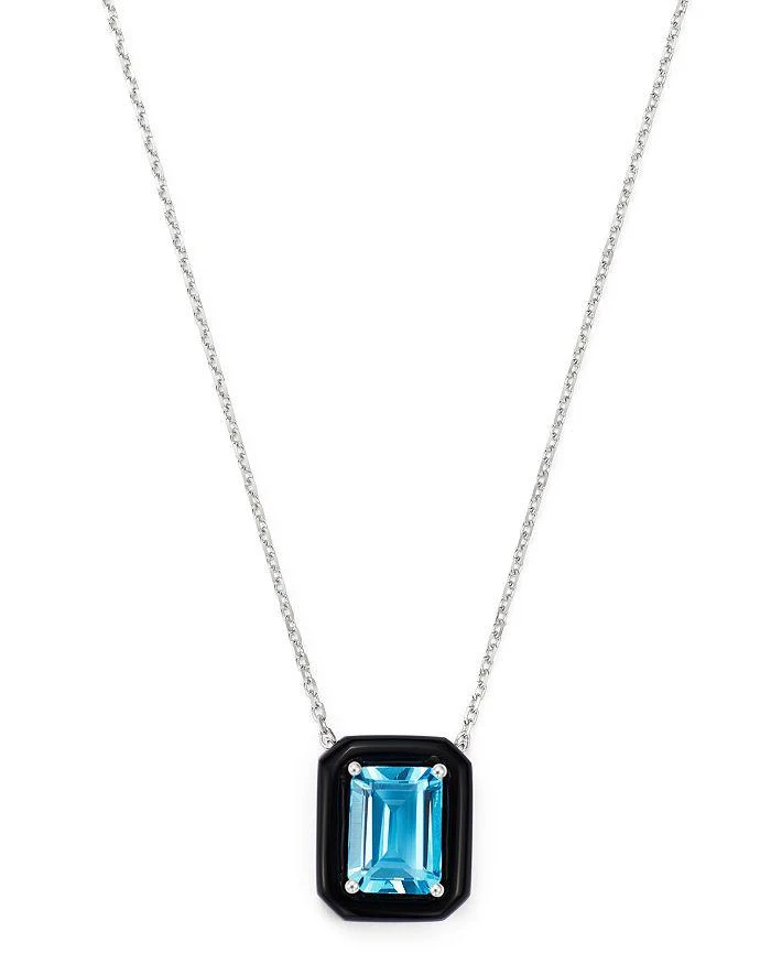 商品Bloomingdale's|Swiss Blue Topaz & Black Onyx Pendant Necklace in 14K White Gold, 18" - Exclusive,价格¥6728,第1张图片