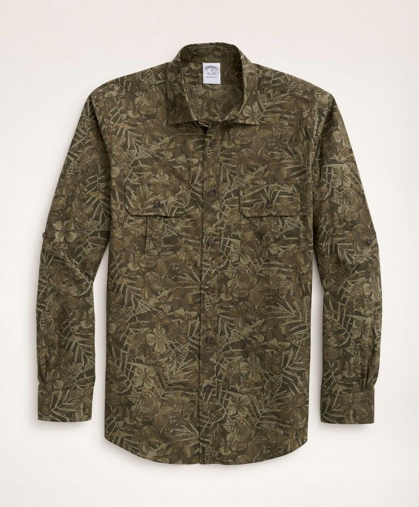 Regent Regular-Fit Sport Shirt, Floral Camouflage Print商品第1张图片规格展示