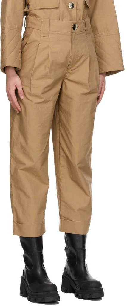 商品Ganni|Beige Canvas Pleated Trousers,价格¥431,第2张图片详细描述