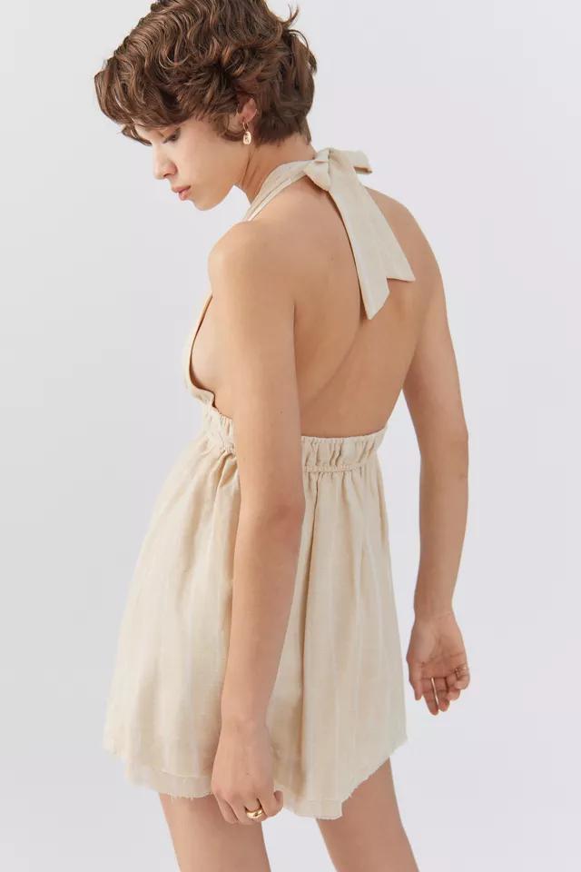 商品Urban Outfitters|UO Sunshine Linen Halter Mini Dress,价格¥148,第4张图片详细描述