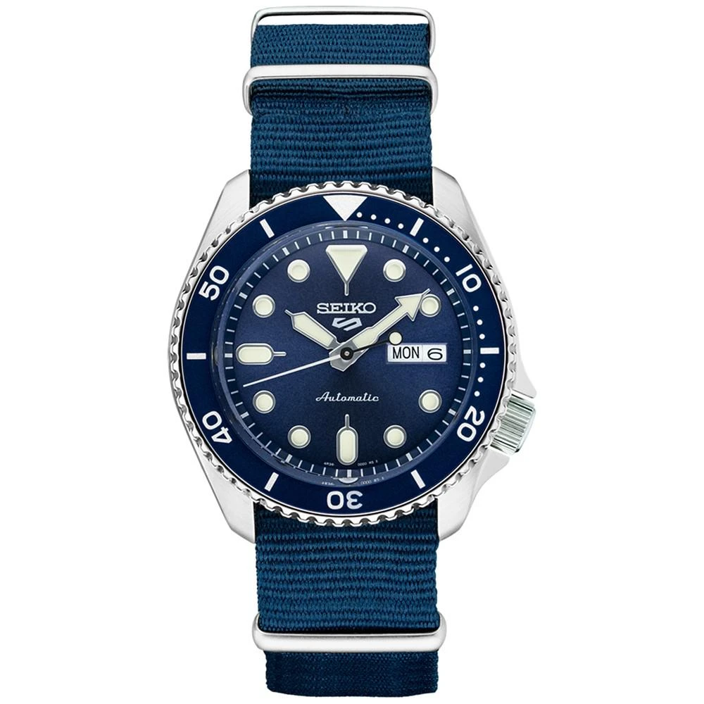 商品Seiko|Men's Automatic 5 Sports Blue Nylon Strap Watch 43mm,价格¥1976,第1张图片