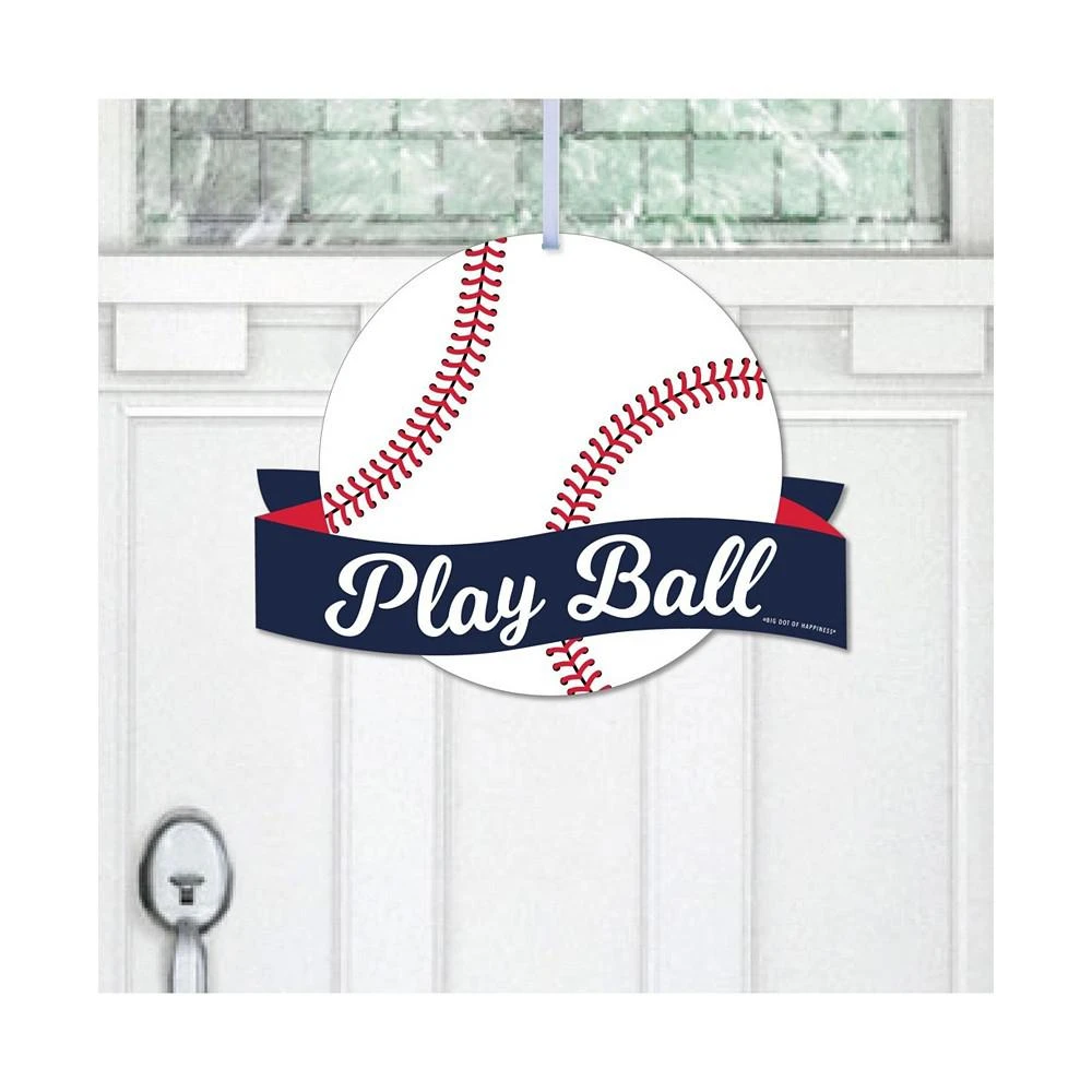 商品Big Dot of Happiness|Batter Up - Baseball - Hanging Porch Outdoor Front Door Decor - 1 Piece Sign,价格¥134,第1张图片