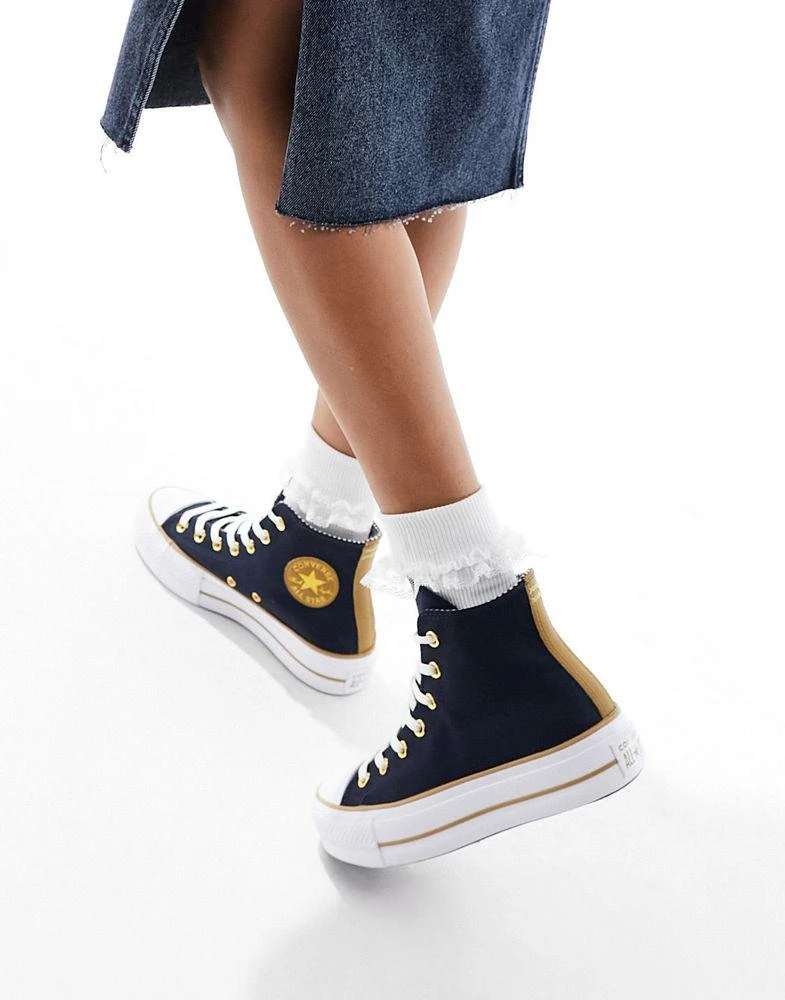 商品Converse|Converse Lift twill trainers with gold details in black,价格¥865,第3张图片详细描述