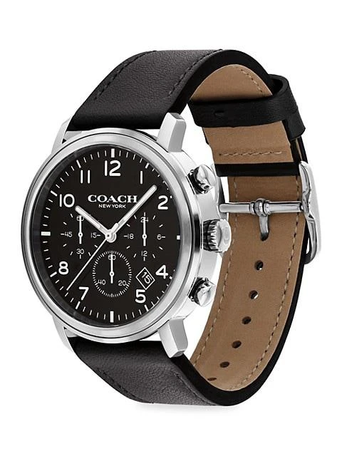 商品Coach|Harrison Stainless Steel Leather Strap Watch,价格¥2213,第3张图片详细描述