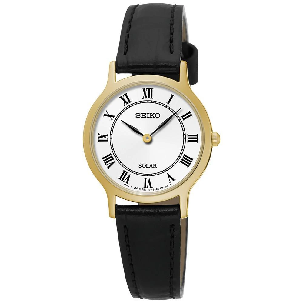 商品Seiko|Women's Solar Dress Black Leather Strap Watch 26mm SUP304,价格¥729,第1张图片