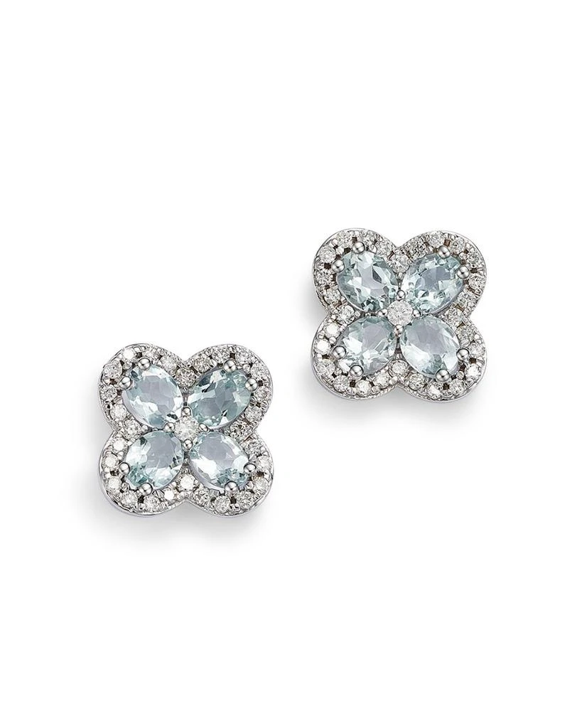 商品Bloomingdale's|Aquamarine & Diamond Clover Earrings in 14K White Gold,价格¥22947,第1张图片
