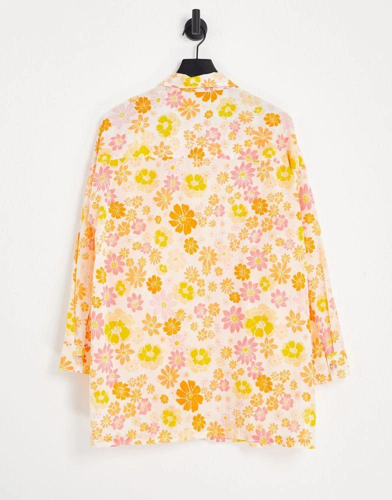 商品Topshop|Topshop 70s floral print beach shirt in multi,价格¥190,第2张图片详细描述