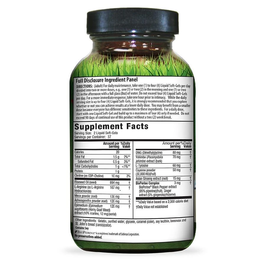 商品Irwin Naturals|L-Arginine + Horny Goat Weed Soft-Gels,价格¥211,第2张图片详细描述