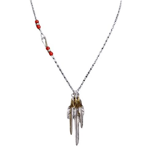 商品Larry Smith|Larry Smith Copper Eagle Head Wind Cut Feather Necklace,价格¥2353,第4张图片详细描述